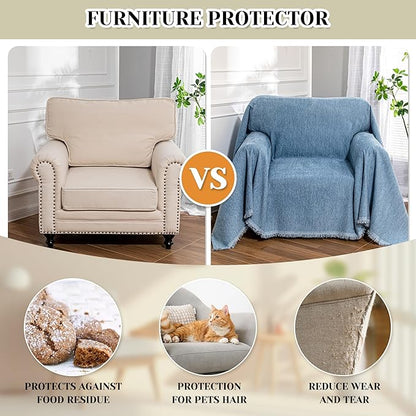 MEETSKY Oversized Chair Cover Washable Single Sofa Covers Recliner Covers Thick Sofa Throw Cover for Pets Dogs, Sofa Slipcovers Furniture Covers Modern Style for Living Room Decoration, 71"x 91", Blue