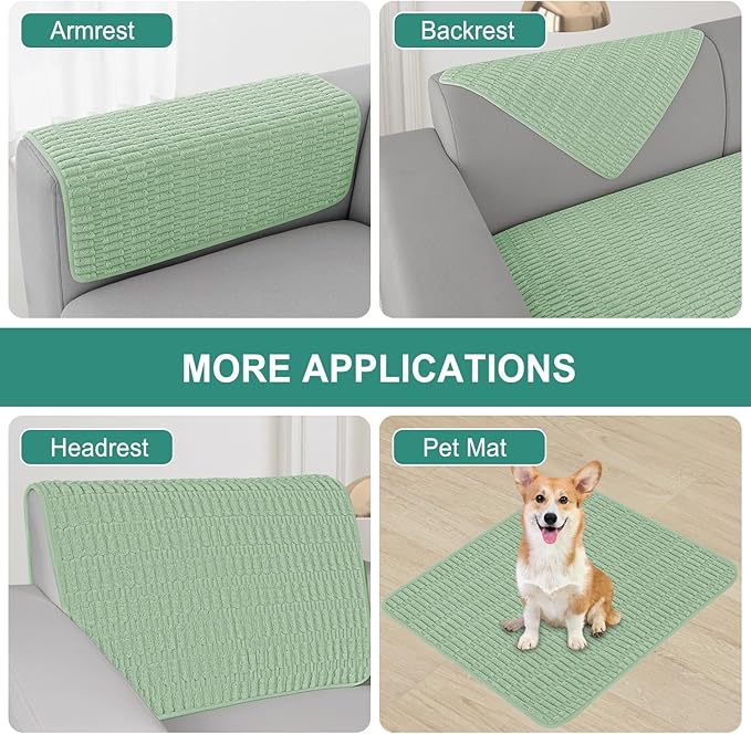 Foxdecor Couch Arm Cover Sofa Armrest Cover Armchair Covers, Anti-Slip Couch Arm Protectors Sofa Arm Covers Pack of 2pcs, (Sage Green 24x28 Inch)