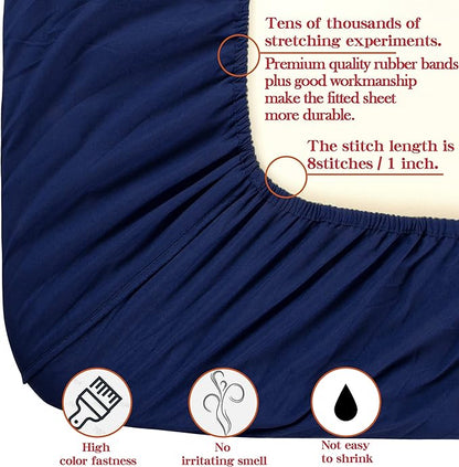 NTBAY Toddler Bedding Set - 4 Piece Soft and Breathable Crib Bedding Set for Boys and Girls, Includes Quilted Comforter, Fitted Sheet, Flat Top Sheet and Envelope Pillowcase, Navy Blue