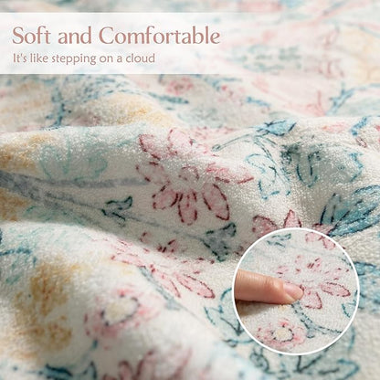 MUJOO 2x3 Washable Rug,Pink Floral Small Area Rugs for Bathroom Entryway Entry Bedroom Bedside,Boho Front Door Mat Indoor Entrance Throw Carpet Botanical Vintage Non Slip Ultra-Thin
