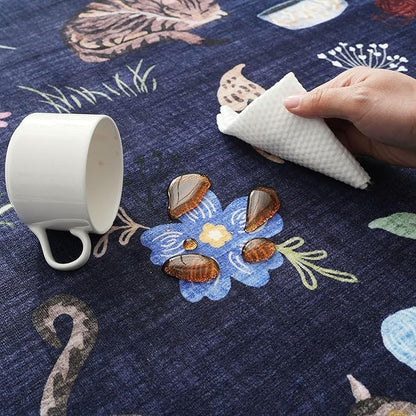 Rugcomf Living Room Rug 5x7 Rug Machine Washable Boho Area Rug Non Slip Floral Animal Cat Vintage Low Pile Large Rugs for Living Room Bedroom Farmhouse Dining Room Kids Playroom, Cobalt Blue