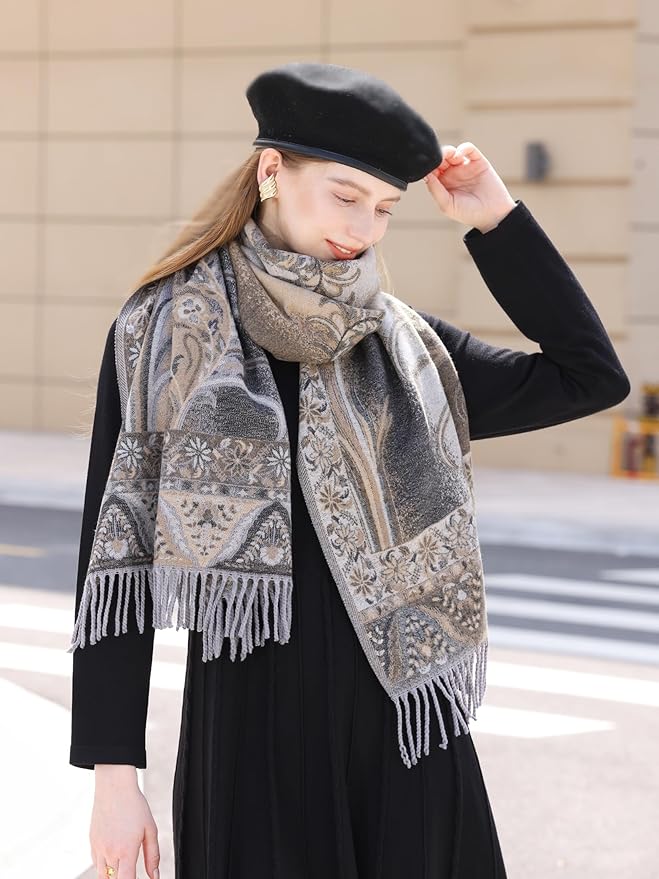 Wander Agio Warm Fashion Scarf Long Shawl Large Blanket Winter Wraps Scarves for Women Cashmere Jacquard Vintage Paisley