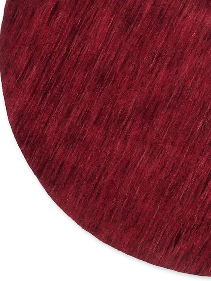 Hand Knotted Loom Wool ECO-Friendly Area Rugs - 10'x10', Round, Dark Red Color, Solid Plain Design, High Pile Handmade Anti Skid Area Rugs for Living Room, Bed Room (L00111)