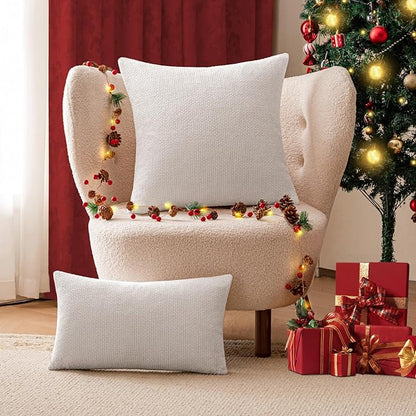 a moment Christmas White Chenille Throw Pillow Covers 22x22 Inch Pack of 2 Modern Decorative Throw Pillow Covers Farmhouse Cross Covers Home Decor for Sofa Bedroom Living Room
