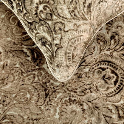 The HomeCentric King/Queen/Twin Beige Decorative Twin 53"x18" Bed Runner with Pillow Cover, Velvet Damask & Crystal Border Bed Scarf on Velvet Fabric - Henriretta