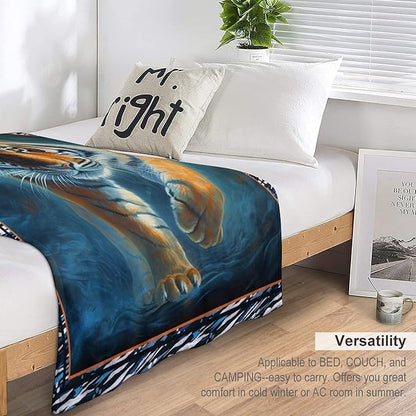 Tiger Blanket Tiger Throw Blankets for Couch Sofa Decor Soft Cozy Fleece Flannel Gifts for Men Women Adults Lover 50"x60"
