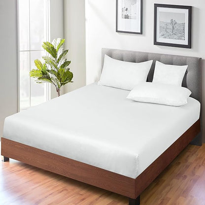 ROYALE LINENS 300 Thread Count 100% Long Staple Combed Cotton Fitted Sheet King - Super Soft Deep Pocket Bottom Sheet - Fitted Sheets Only - Elastic Sheets (King, White)