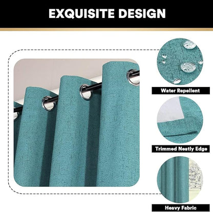 PrinceDeco Blackout Curtains for Sliding Glass Doors Teal Blue Black Out Curtains Blackout Curtains for Bedroom Energy-Efficient Temperature Regulators Patio Door Curtains 100X84 Inches