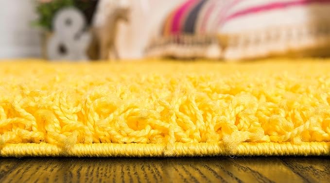 Unique Loom Solid Shag Collection Area Rug (2' 6" x 16' 5" Runner, Tuscan Sun Yellow)