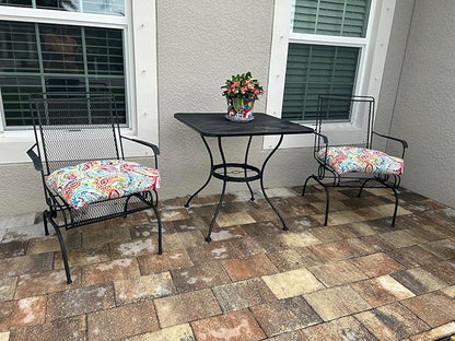 FUNHOME Outdoor Chair Cushions 19 x19 Inch,Water Resistant Tufted Seat Cushions 19",Reversible,Weather Resistant,Rounded Back Wicker Chair Cushion for Patio Garden Furniture(Phoenix)