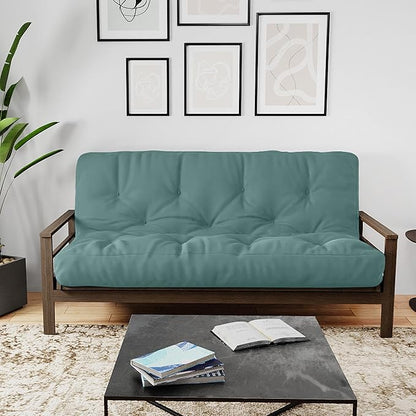 Royal Sleep Products by The Futon Factory 6 inch Foam Futon Mattress - Solid Teal Cover - Queen Size - CertiPUR Certified Foams - Made in USA - Replacement Mattress - (Frame not Included)