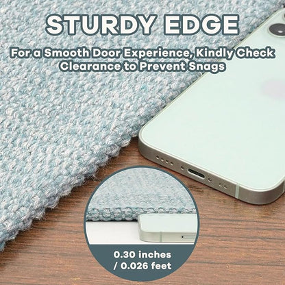 EARTHALL Small Area Rug 2x3 Ft Washable Rugs for Entryway Non Slip Braided Throw Rugs Door Mat Indoor Outdoor Entrance Cotton Woven Carpet for Kitchen Foyer Front Door, Turquoise/Gray