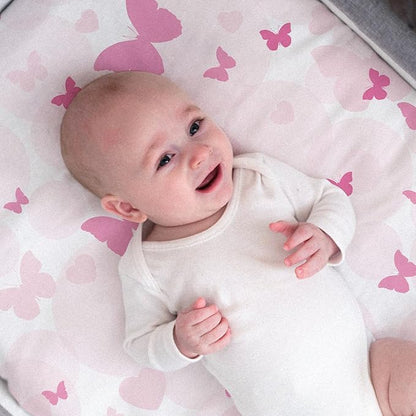 Gllquen Baby Bassinet Sheets 4 Pack, Breathable Cozy Fitted Mattress Sheet, Elastic Travel Crib Fashionable Floral Pattern, Standard Cradle Safe Sheets for Baby Boys Girls 32"x16" (Butterfly)