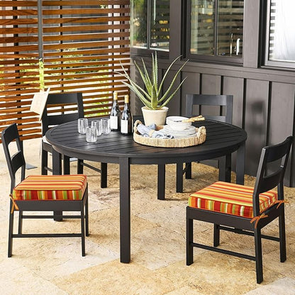 Outdoor Square Corner Seat Cushion, 19"x19"x3", Set of 4, Non Slip Seat Cushion Pads with Removable Cover for Patio Furniture, Garden Yard Lawn, Rainbow Stripe