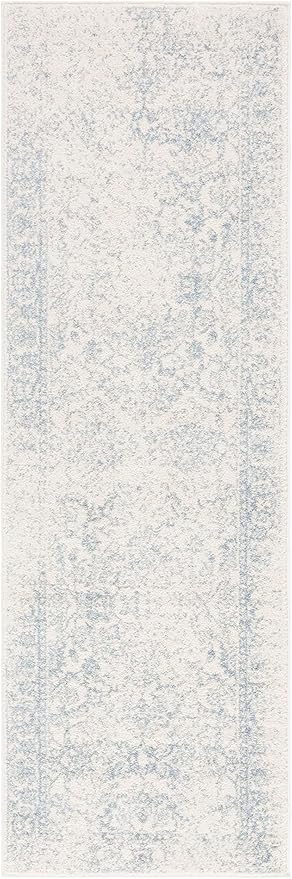 SAFAVIEH Adirondack Collection Runner Rug - 2'6" x 10', Ivory & Slate, Distressed Vintage Floral Design, Non-Shedding & Easy to Clean, Ideal for Hallway, Foyer, Entryway, Bedroom (ADR109S)