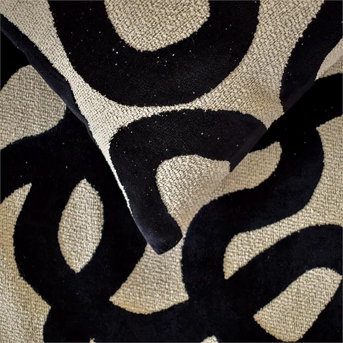 The HomeCentric Black Bed Runner for King/Queen/Twin Cut Velvet Decorative Bed Scarf 53"x18" Bed Runner Without Pillow Cover, Abstract Bed Scarf Bedroom Décor Accent - Noir Scroll