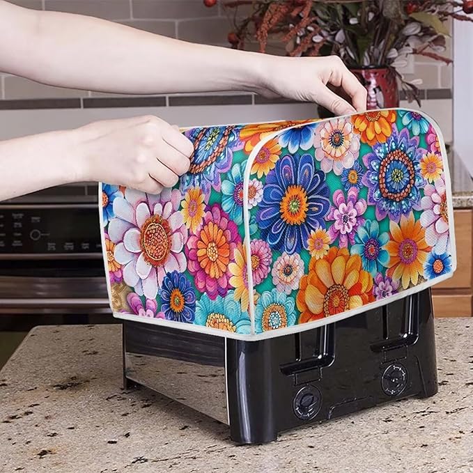 Boho Mandala Floral Blender Cover Toaster Cover Washable Dust Cover Dustproof Bakeware Cover Kitchen Appliance Accessories Size S