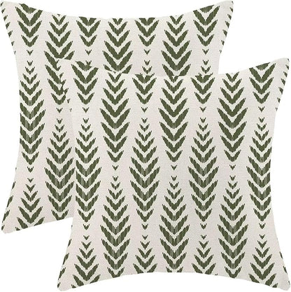 BETGINY Sage Green Boho Pillow Covers 20 x 20 Inch Pack of 2, Bohemian Ethnic Herringbone Pattern Decorative Throw Pillow Covers Vintage Linen Farmhouse Outdoor Pillowcase for Bedroom Home Sofa Decor