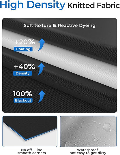 Sumobaby Blackout Curtains for Bedroom Portable 64"x63",No Drill Blackout Shades with Upgraded Hook&Loop Tapes,100% Black Out Window Cover,Thermal Insulated Blinds for Bedroom,Nursery(1 Panel,Black)