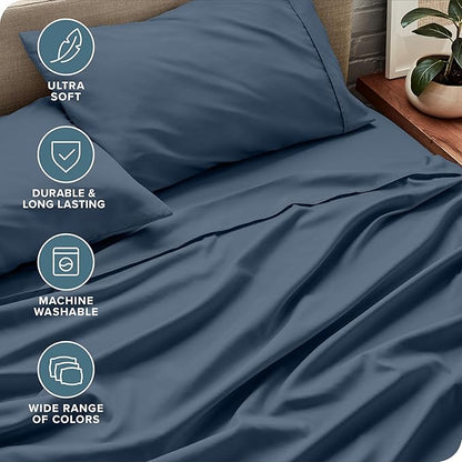 Bare Home Twin XL Sheet Set - College Dorm Size - Luxury 1800 Ultra-Soft Microfiber Twin Extra Long Bed Sheets - Deep Pockets - Easy Fit - Extra Soft - 3 Piece Set - Bed Sheets (Twin XL, Bering Sea)