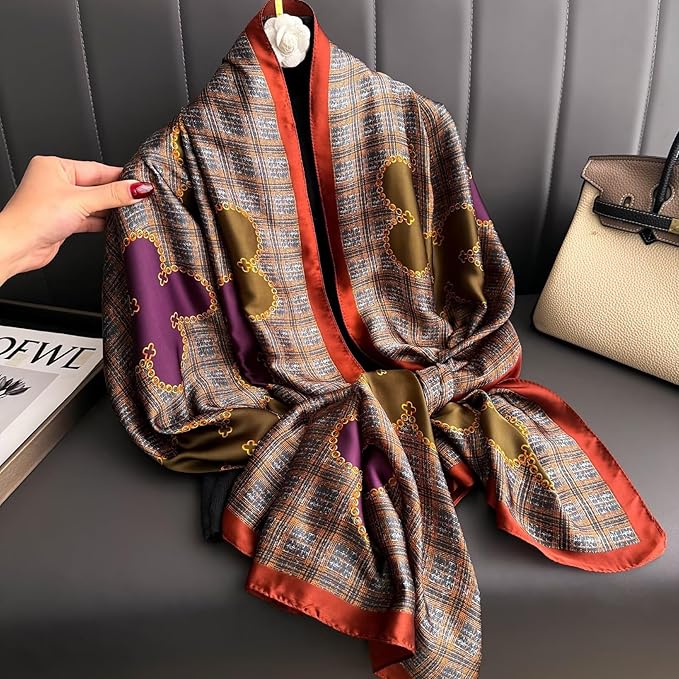 Fashion Scarves Scarf 100% Silk Feeling Scarf Silk Like Scarves Long Lightweight Sunscreen Shawls for Women