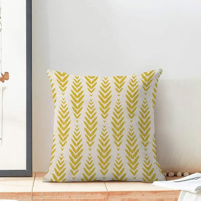 BETGINY Yellow Boho Pillow Covers 18 x 18 Inch Pack of 2, Bohemian Ethnic Herringbone Pattern Decorative Throw Pillow Covers Vintage Linen Farmhouse Outdoor Pillowcase for Bedroom Home Sofa Decor
