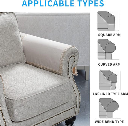 MINJIATEX Couch arm Covers, Non-Slip (2 pcs), Washable, for Living Room Recliner Chair, Protectors for Leather Sofa armrest slipcover, JYS-Beige