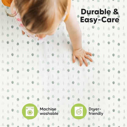 2-Pack Mini Crib Sheets Fitted - 38x26 Pack N Play Sheets for Pack and Play Mattress, Organic Cotton, Soft & Breathable Playard Bedding, Neutral Mini Toddler Bed Cover for Boys, Girls (Tropic Oasis)
