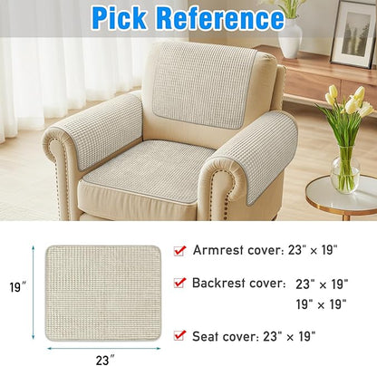 Couch Arm Covers, Sofa Arm Covers, Waterproof Armrest Cover for Sofa, Armchair, Loveseat, Headrest Cover, Non-Slip Recliner Arm Cover, Arm Chair Covers Set of 2 (Taupe, 23"×19")