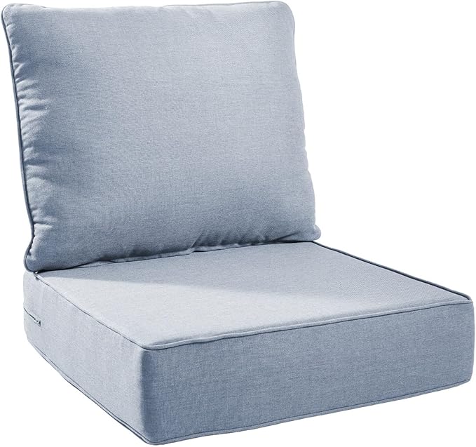 6" Thick Outdoor Chair Cushions - 24"* 24" Patio Furniture Cushions with Water Resistant & Removable Cover, 28D High Density Sponge Patio Cushion for Outdoor Furniture Couch Chair Baby Blue
