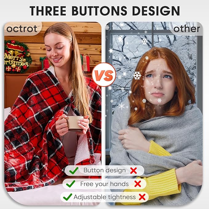 Heated Electric Blanket Twin Size,62X84 Heating Blanket,Red Plaid Soft Sherpa Blankets Warmer Gift for Grandma Women Adult,Fast Heating Washable