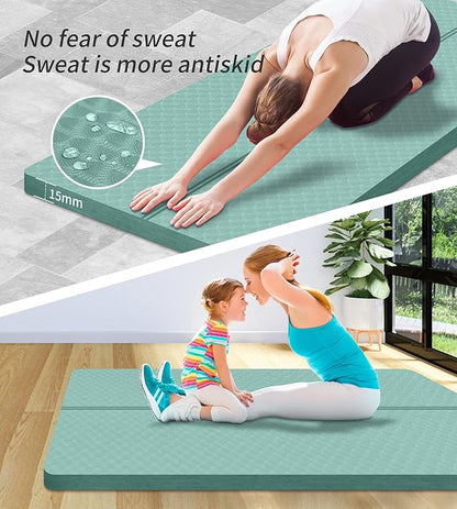 nuveti Large Exercise Mat - 15mm/20mm/30mm Thick Yoga Mat | Workout Mat for Fitness, Yoga, Pilates, Stretching & Floor Exercises for Women & Men with Free Carrying Bag