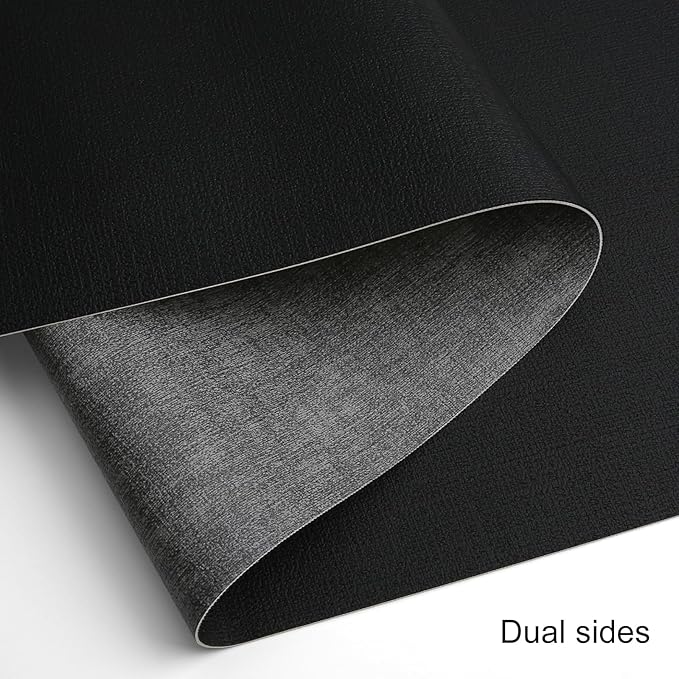 Table Runners 94 Inches Long, Dual-Sided Faux Leather Farmhouse Table Runner Waterproof Heatproof Non-Slip for Living Room Party Home Decor Holiday Decorations(Gray Black, 15 x94 Inch)