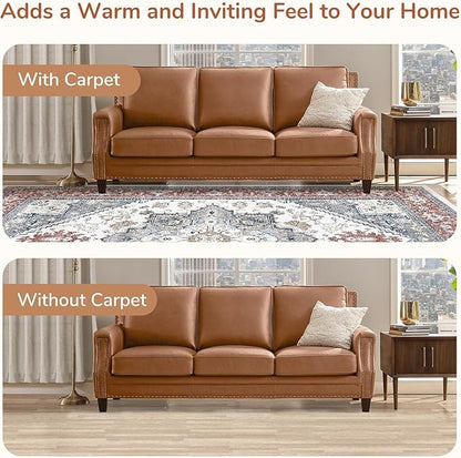 OPPODREAM Thin Entryway Rug 2x12, 2x12 Rug Runner, Washable Hallways Carpet 2 x 12 with Non Slip Backing, Low-Pile Bedside Carpet 2 x 12, Long, Faux Cashmere, Red & Grey