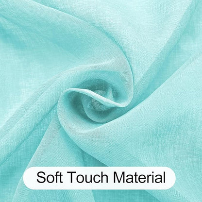 XWZO Mint Green Sheer Curtains with Tiebacks, Light Filtering Semi Transparent Voile Drapes Grommet Top Window Curtains for Bedroom, Living Room, Office, Study, W52 x L84, Set of 2 Panels