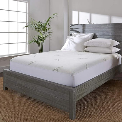 Twin Mattress Protector by PURE BAMBOO, Waterproof - Viscose Derived from Bamboo, Breathable, Noiseless Mattress Cover Protects Against Moisture, Spills, Stains (Twin)