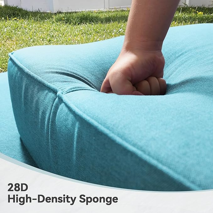 Luxury 6" Outdoor Cushions for Patio Furniture, 24x24x6" Thick Seat Cushion Set of 2, Fade Resistant Couch Chair Replacement Cushions High Density Deep Wicker Chair Cushion w/ Removable Cover, Teal