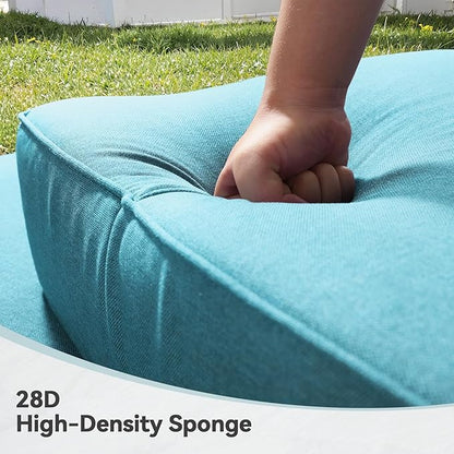 Luxury 6" Outdoor Cushions for Patio Furniture, 24x24x6" Thick Seat Cushion Set of 3, Fade Resistant Couch Chair Replacement Cushions High Density Deep Wicker Chair Cushion w/ Removable Cover, Teal