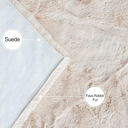 Light Brown Beige Plush Washable Fluffy Area Rugs for Bedroom Faux Fuzzy Bunny Fur Rug for Living Room Nursery Rug 3x5 Boho Rugs