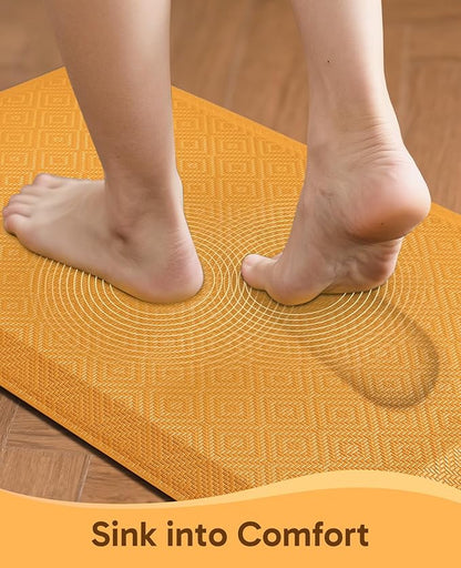 Ophanie Kitchen Mats for Floor, 3/4 Inch Thick Kitchen Rugs, 20''x32'' Anti Fatigue Standing Cushioned Mat, Waterproof,Comfort Ergonomic Mat for Office, Home, Sink,Orange Non-Slip Bottom