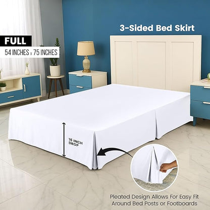 Utopia Bedding Full Bed Skirt - Soft Quadruple Pleated Ruffle - Easy Fit with 16 Inch Tailored Drop - Hotel Quality, Shrinkage and Fade Resistant (Full, White)