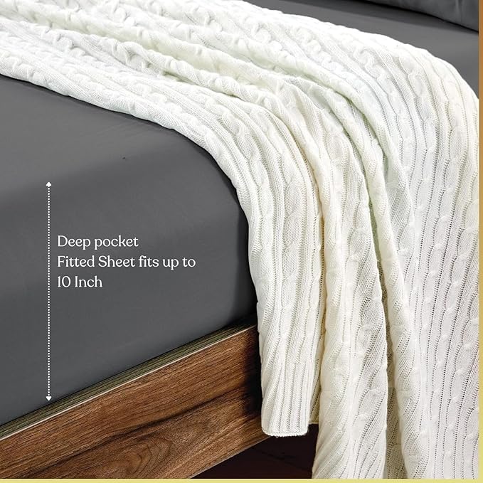 Lukeville's Cot Sheet 25" x 75", Daycare for Cot Size Mattress Sheets Pack of 2 Fitted Narrow Twin/Camp Bunk/Rvs Bunk/Trifold Mattress, Soft and PolyBlend Microfiber Cover for Toddler, Dark Grey
