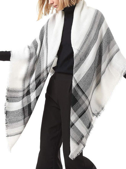 American Trends Women's Cozy Warm Winter Fall Blanket Scarf Stylish Soft Chunky Checked Giant Scarves Shawls