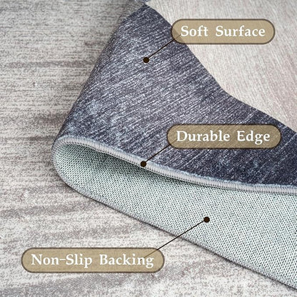 HOMFINE Washable Modern Area Rug - Geometry Style 4x6 Rugs for Living Room, Bedroom, Machine Washable Rug Soft Non Slip Non Shedding Area Rug - Green, 4'x6'