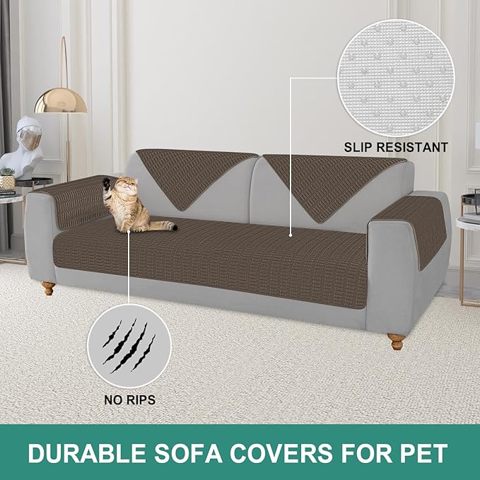 Foxdecor Couch Cover Sofa Covers Washable, Dog Bed Cover Couch Covers for 3 Cushion Couch Sofa Pet Friendly, Dog Couch Cover Furniture Covers for Pets.(Chocolate 58x82 inch)