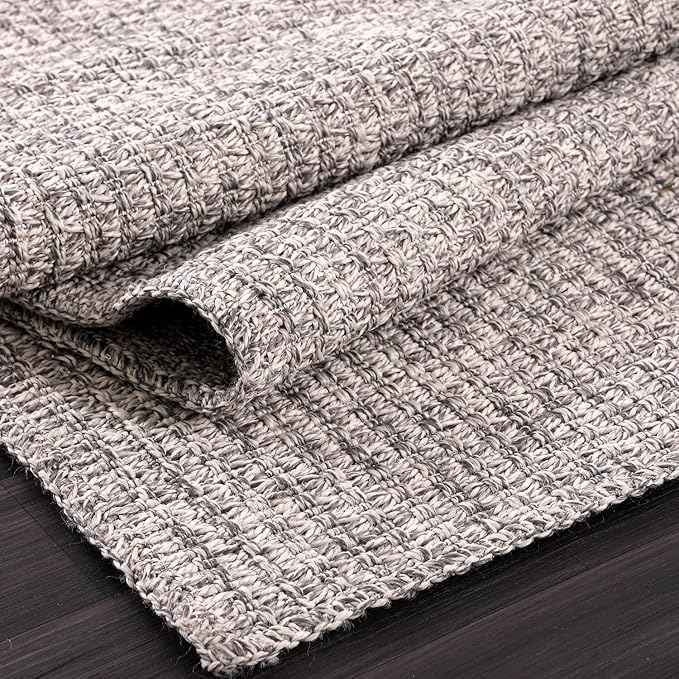 Easy Jute Runner Rug 2x7 Indoor Outdoor Natural Rugs Solid Fiber Rug Woven Area Rug Boho Easy Clean Inside Carpet for Living Room Bedroom Dining Room Hallway or Outdoor Patio Porch (2 X 7 Silver)