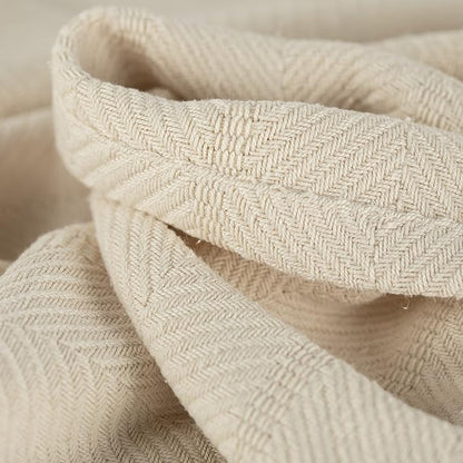 Sticky Toffee Cotton Throw Blanket, 60 x 50 Inch, Ivory Cream Herringbone Weave, Soft Lightweight Woven Blanket for Couch, Boho Farmhouse Style