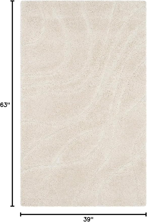 SAFAVIEH Florida Shag Collection Accent Rug - 3'3" x 5'3", Creme & Creme, Non-Shedding & Easy Care, 1.2-inch Thick Ideal for High Traffic Areas in Entryway, Living Room, Bedroom (SG471-1111)