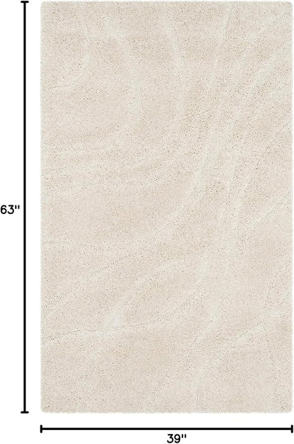 SAFAVIEH Florida Shag Collection Accent Rug - 3'3" x 5'3", Creme & Creme, Non-Shedding & Easy Care, 1.2-inch Thick Ideal for High Traffic Areas in Entryway, Living Room, Bedroom (SG471-1111)