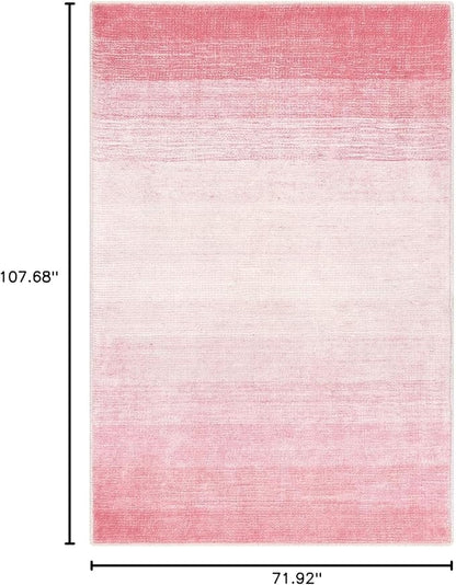 Wonnitar Washable Pink Rug 6x9, Modern Ombre Large Area Rugs for Girls Bedroom, Non-Slip Soft Nursery Kids Room Rug, Contemporary Thin Throw Carpet for Dorm Living Room Decor (Pink, 6'x9')